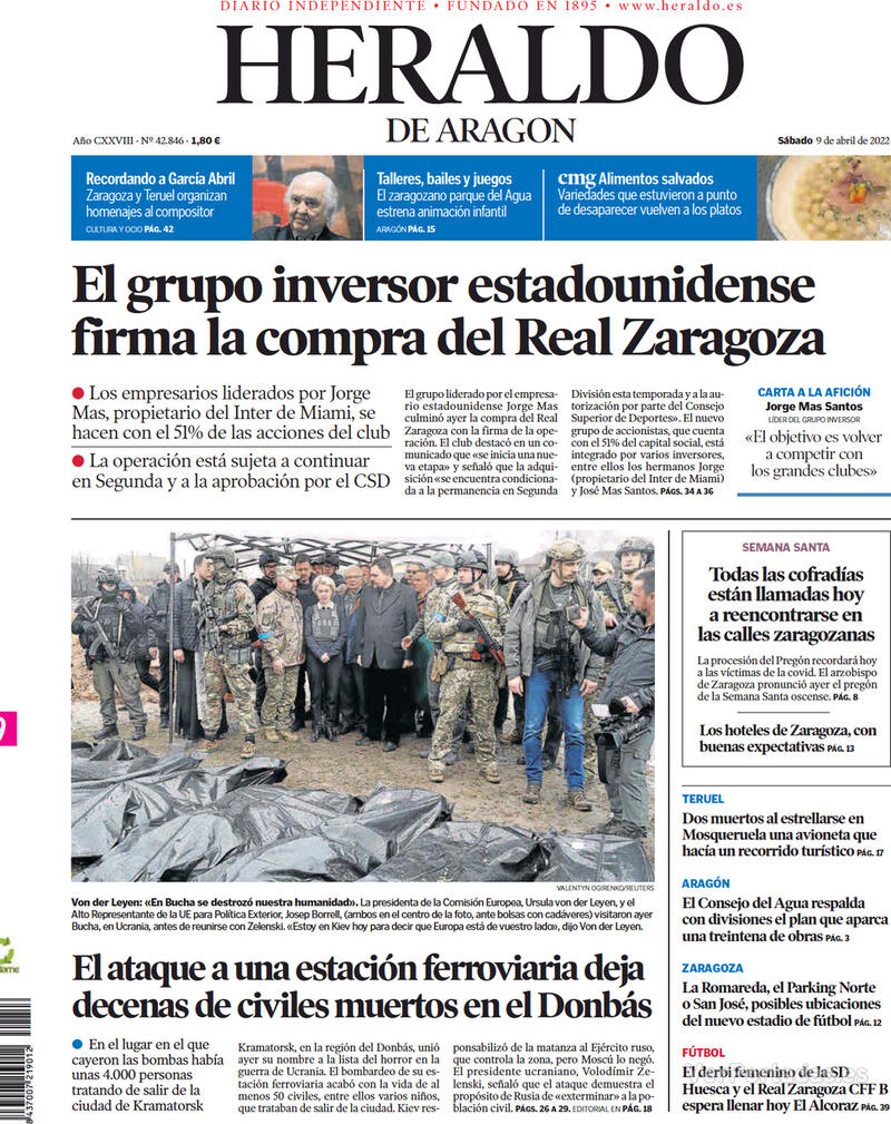 Portada Heraldo de Aragón 2022-04-10
