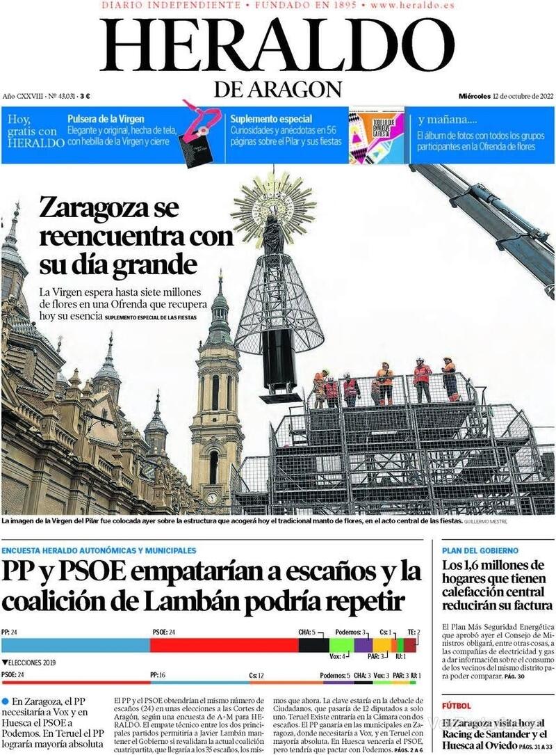 Portada Heraldo de Aragón 2022-10-13