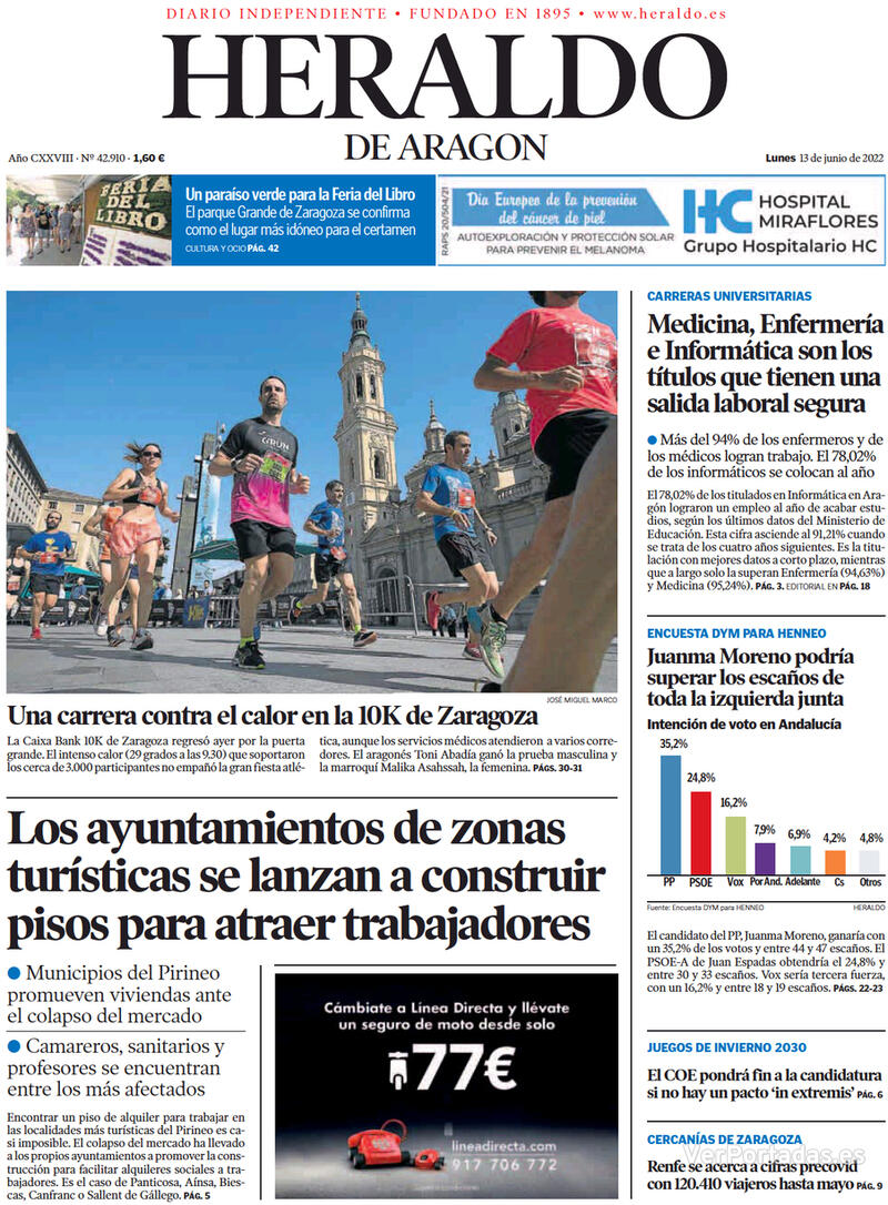 Portada Heraldo de Aragón 2022-06-14