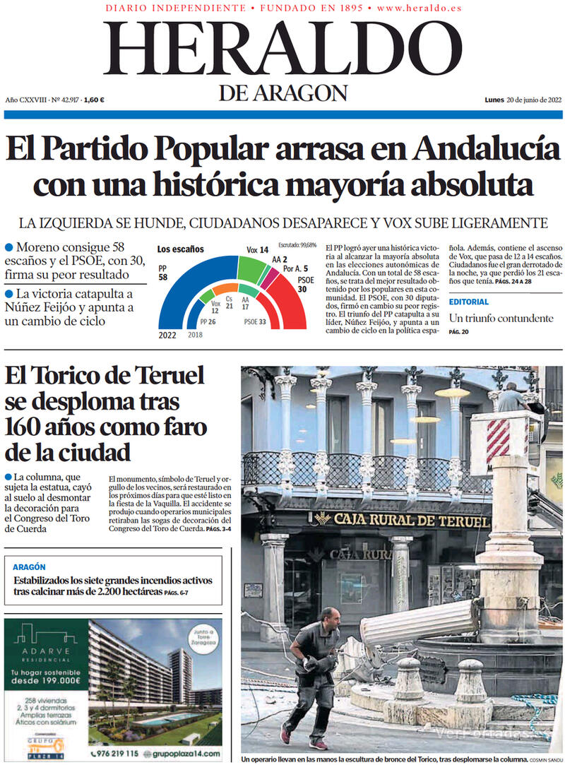 Portada Heraldo de Aragón 2022-06-21