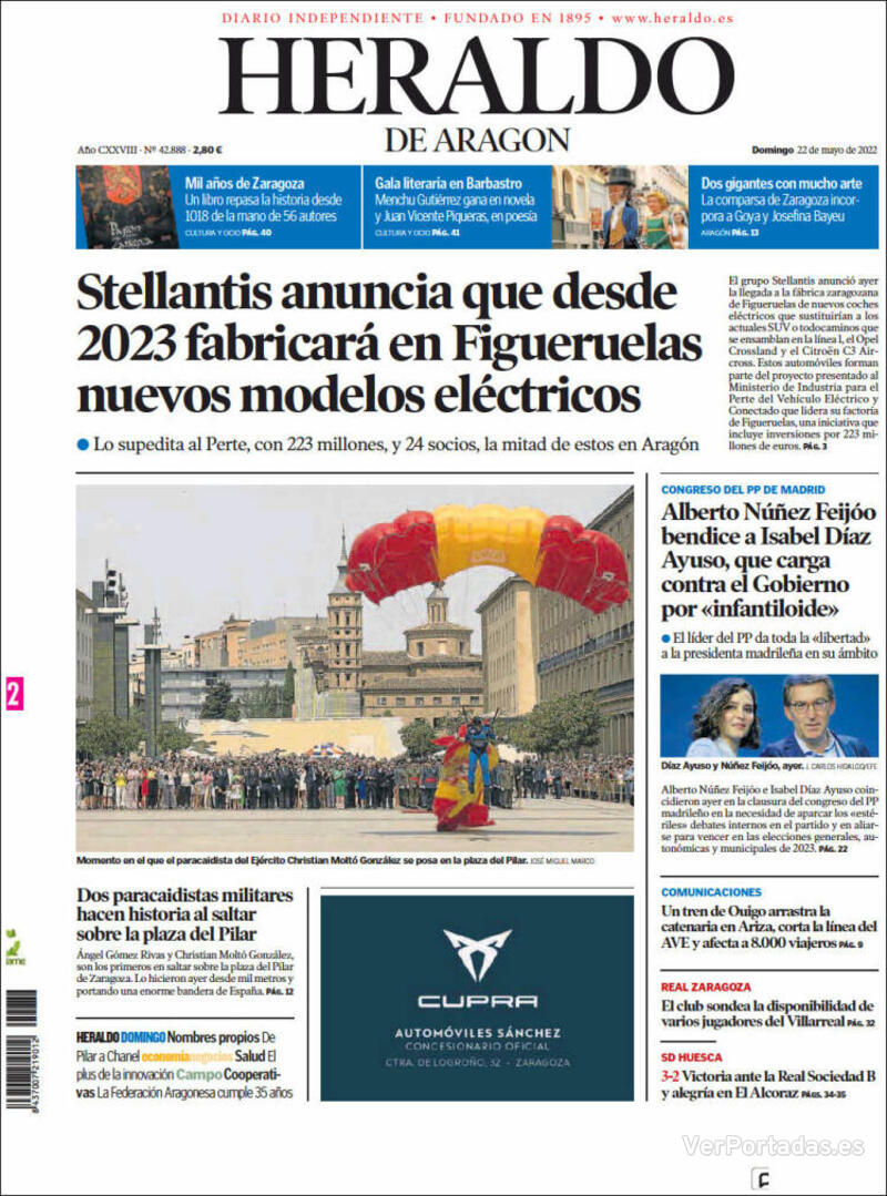 Portada Heraldo de Aragón 2022-05-23