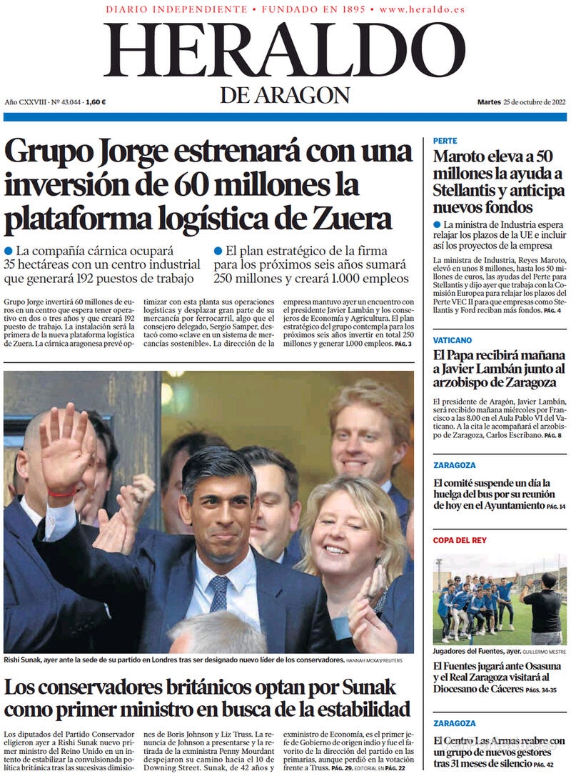 Portada Heraldo de Aragón 2022-10-26
