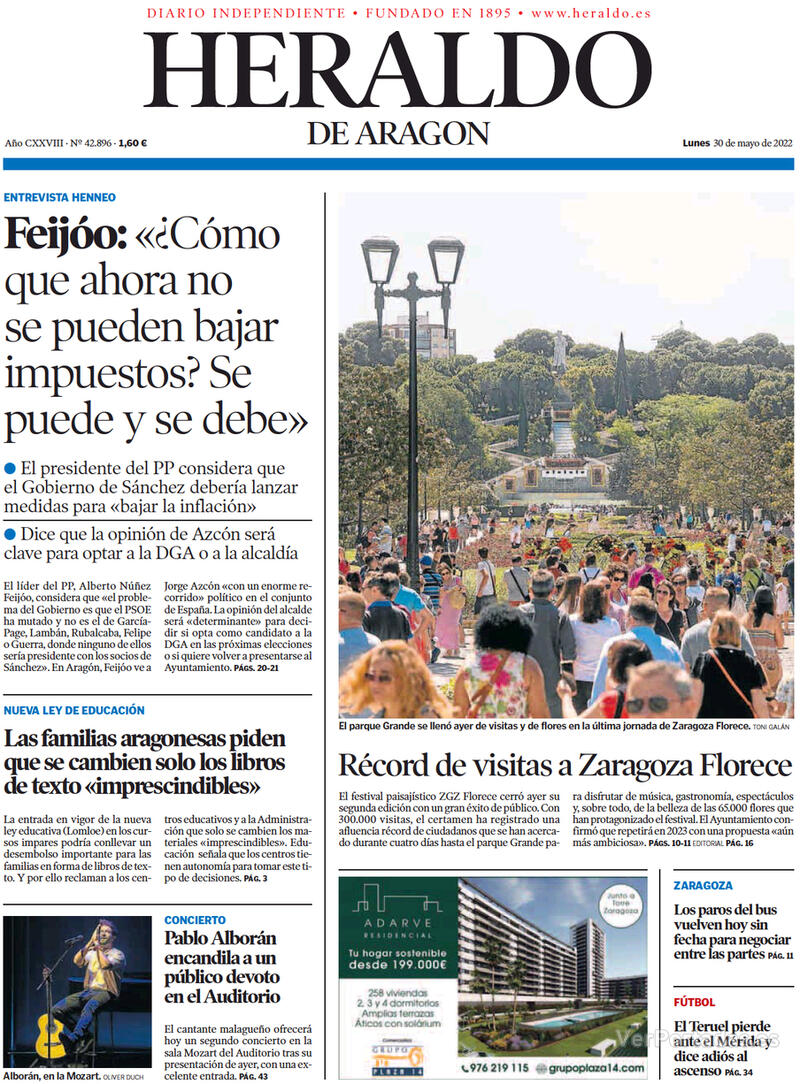 Portada Heraldo de Aragón 2022-05-31