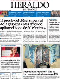 Portada Heraldo de Aragón 2022-04-01