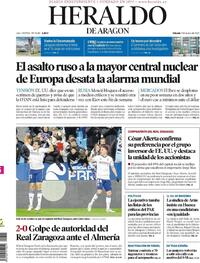 Portada Heraldo de Aragón 2022-03-05