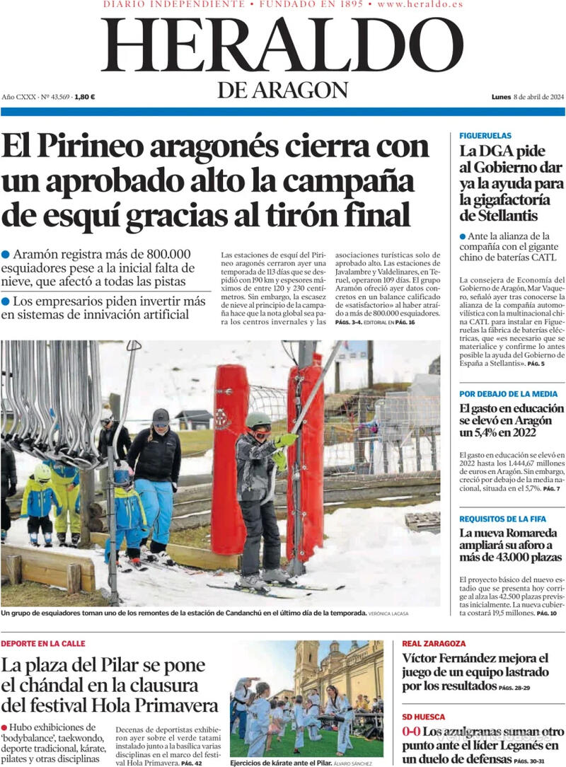 Portada Heraldo de Aragón 2024-04-09