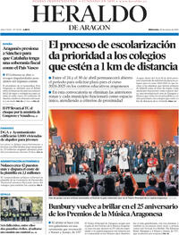 Portada Heraldo de Aragón 2024-03-20