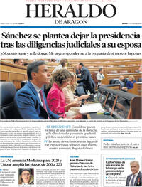 Portada Heraldo de Aragón 2024-04-25