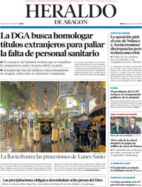 Portada Heraldo de Aragón 2024-03-26