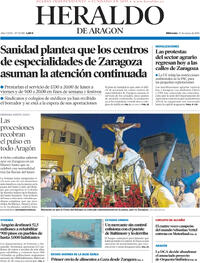 Portada Heraldo de Aragón 2024-03-27