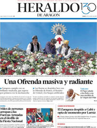Portada Heraldo de Aragón 2025-10-13