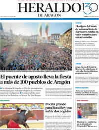 Portada Heraldo de Aragón 2025-08-14
