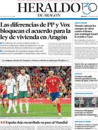 Portada Heraldo de Aragón 2025-10-15