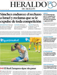 Portada Heraldo de Aragón 2025-09-16