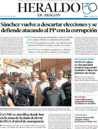Portada periódico Heraldo de Aragón