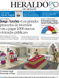 Portada periódico Heraldo de Aragón