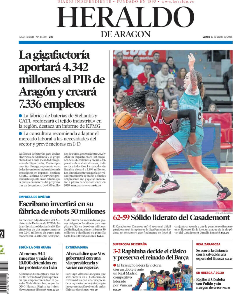 Portada Levante 2026-01-12