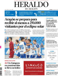 Portada Heraldo de Aragón 2026-08-09