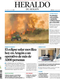 Portada Heraldo de Aragón 2026-08-12