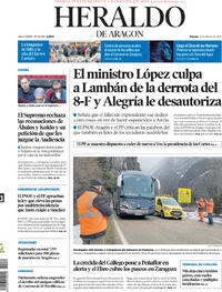 Portada Heraldo de Aragón 2026-02-13