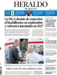 Portada Heraldo de Aragón 2026-06-13