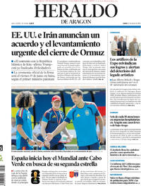 Portada Heraldo de Aragón 2026-06-15