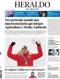 Portada Heraldo de Aragón 2026-02-20