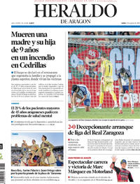 Portada Heraldo de Aragón 2026-08-31