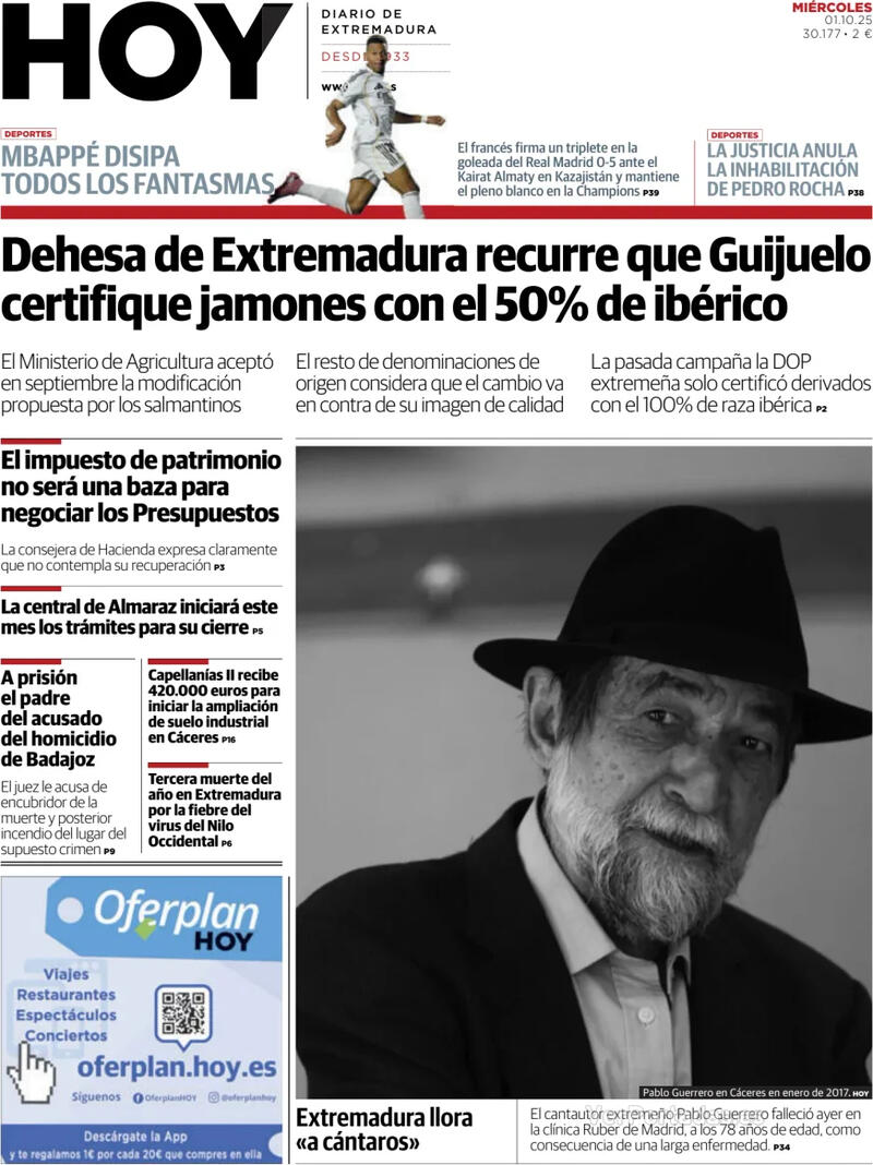 Portada El Norte de Castilla 2025-10-01