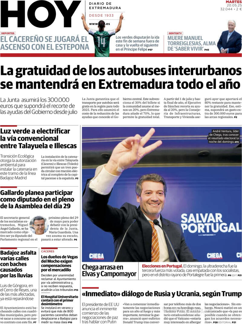 Portada El Norte de Castilla 2025-05-20