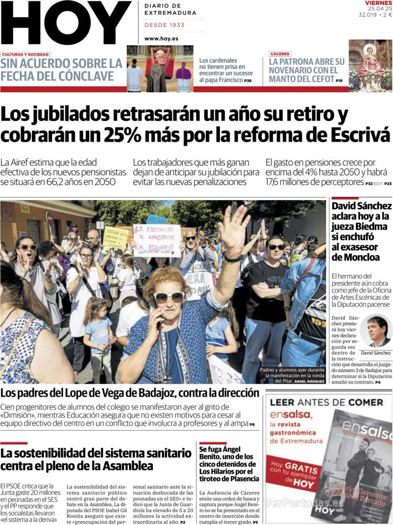 Portada El Norte de Castilla 2025-04-25