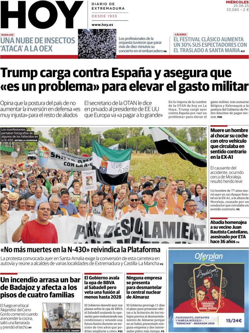 Portada El Norte de Castilla 2025-06-25