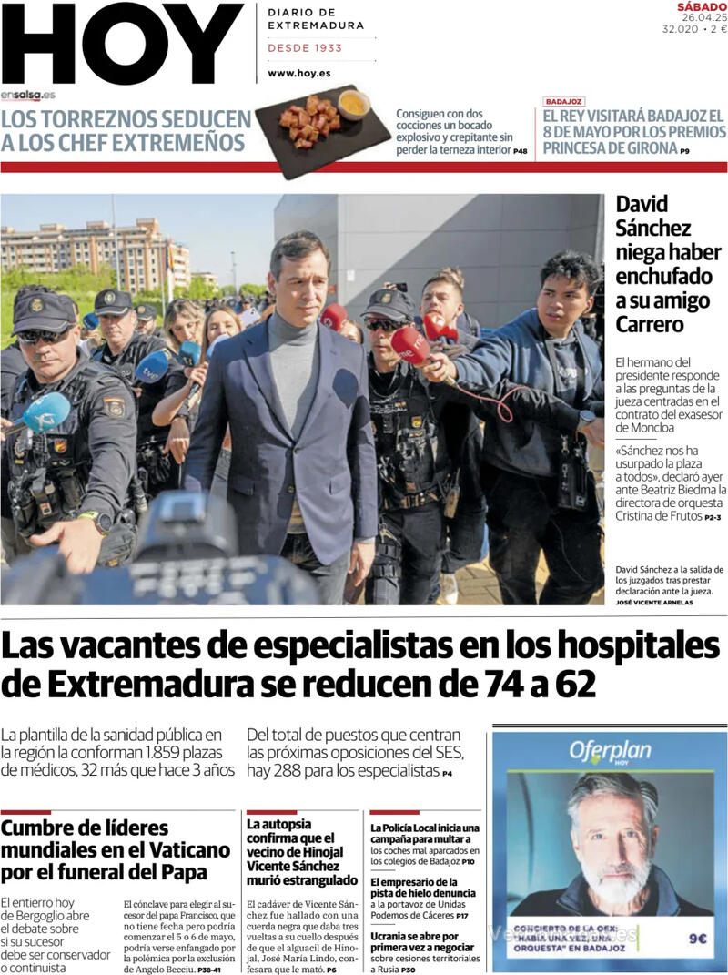 Portada El Norte de Castilla 2025-04-26