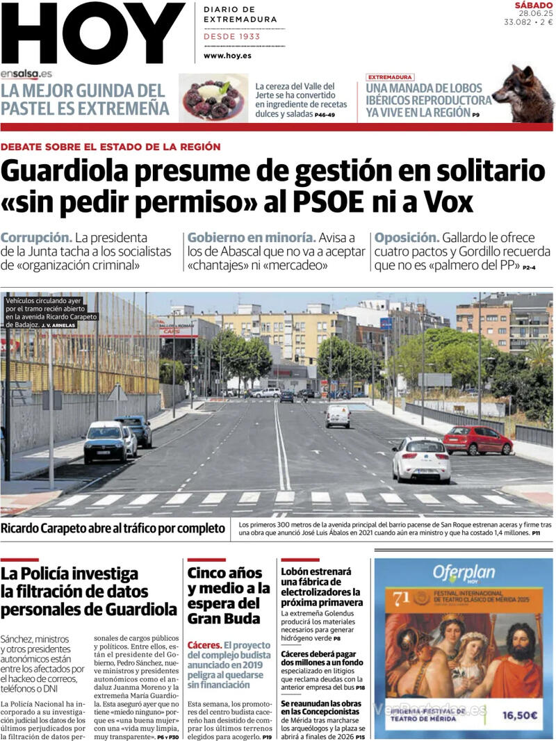 Portada El Norte de Castilla 2025-06-28