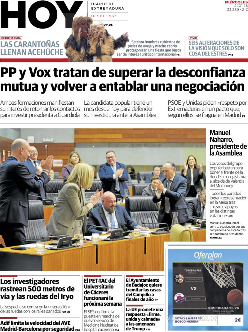 Portada El Norte de Castilla 2026-01-21