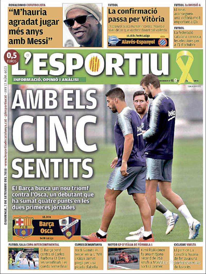 Portada L'Esportiu 2018-09-03