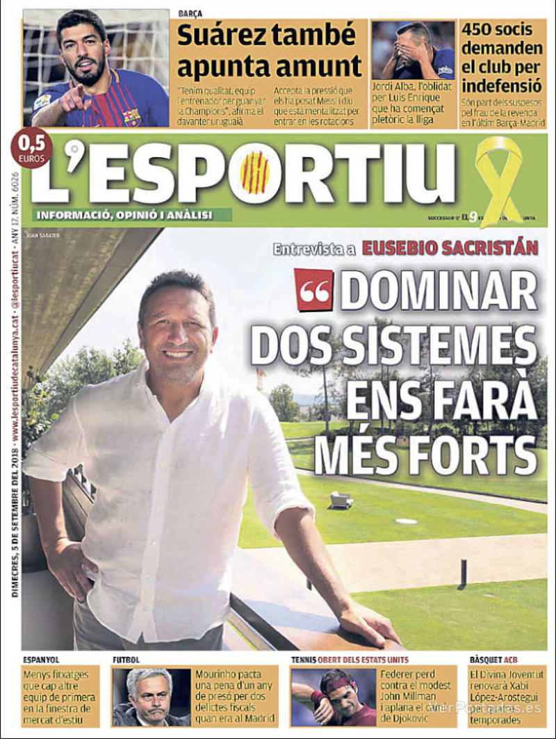 Portada L'Esportiu 2018-09-06