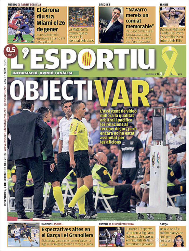 Portada L'Esportiu 2018-09-08