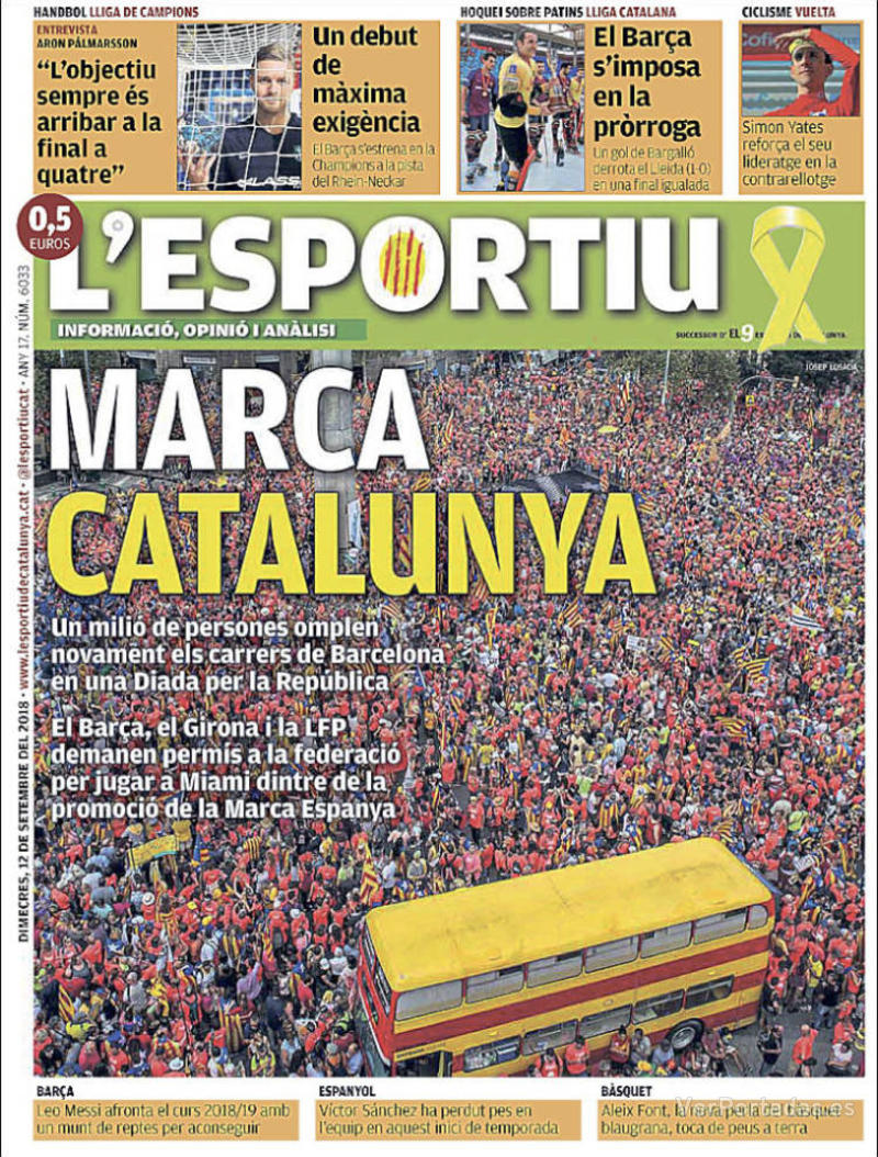 Portada L'Esportiu 2018-09-13