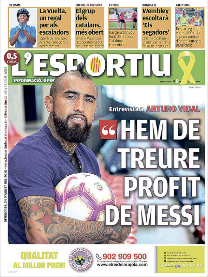 Portada L'Esportiu 2018-08-25