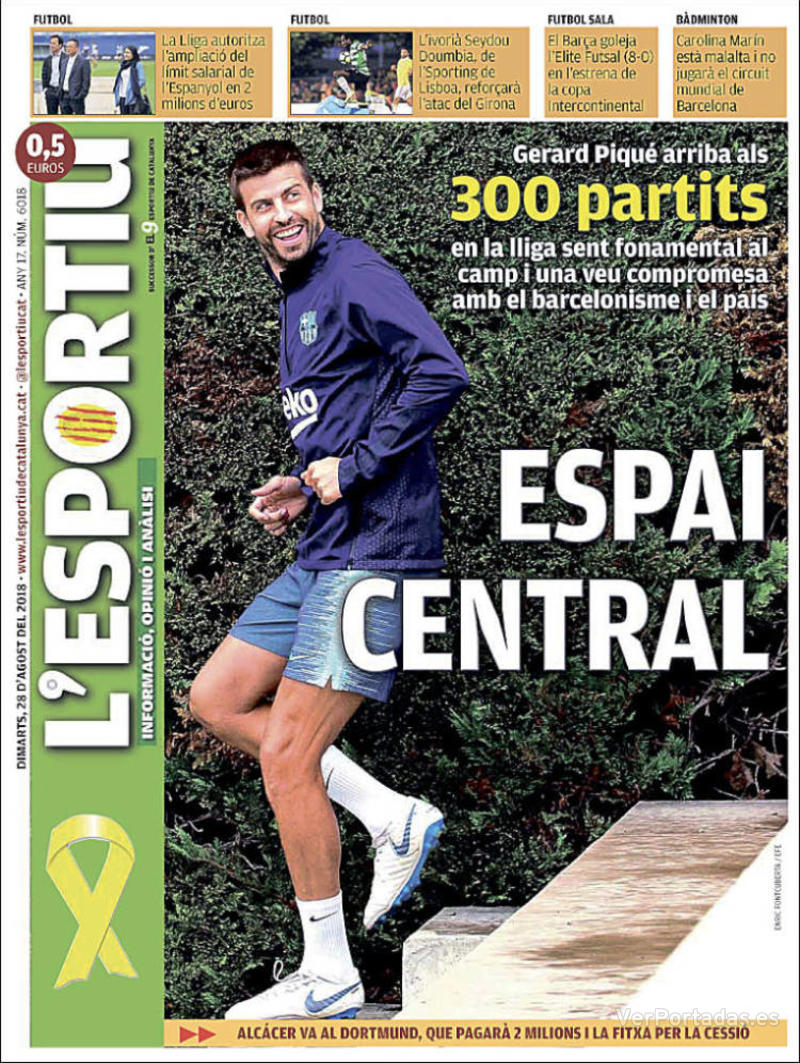 Portada L'Esportiu 2018-08-29