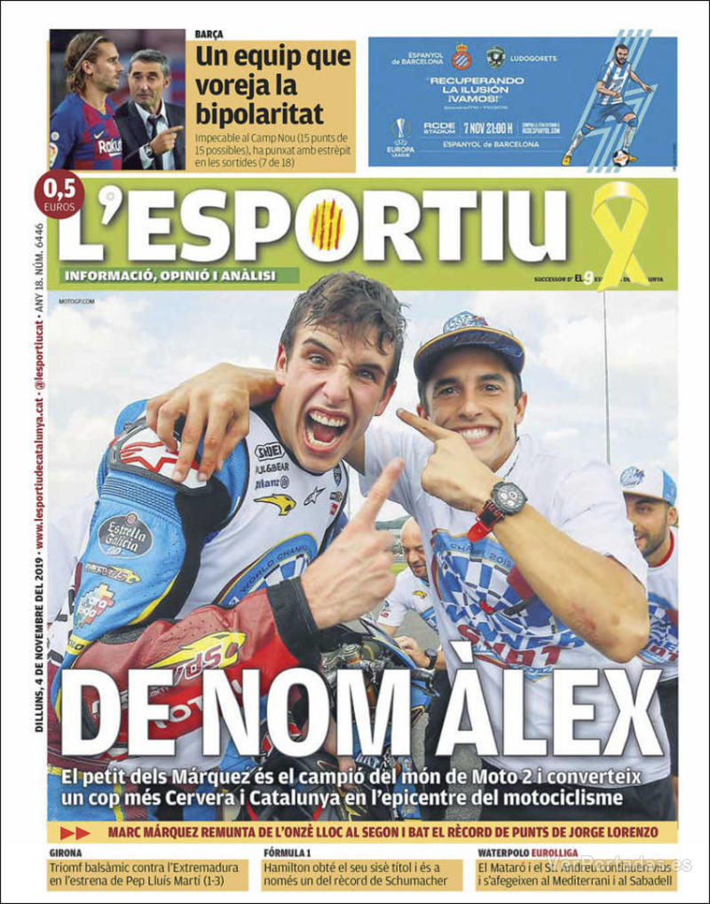 Portada L'Esportiu 2019-11-05