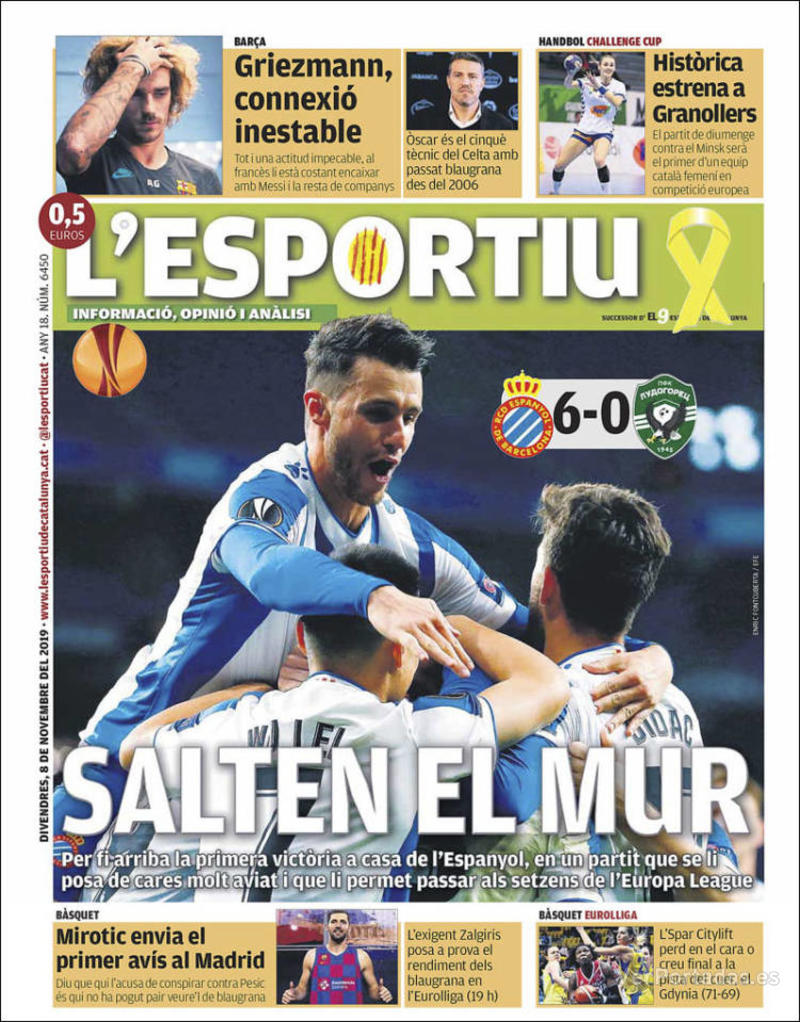 Portada L'Esportiu 2019-11-09