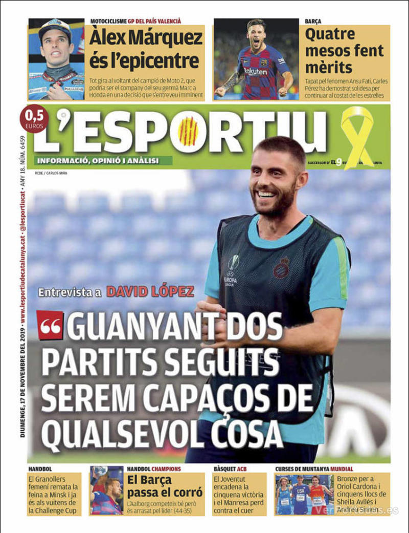 Portada L'Esportiu 2019-11-18