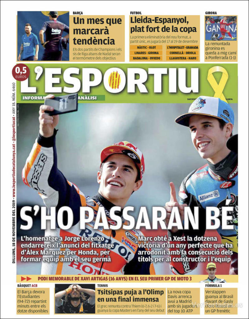 Portada L'Esportiu 2019-11-19