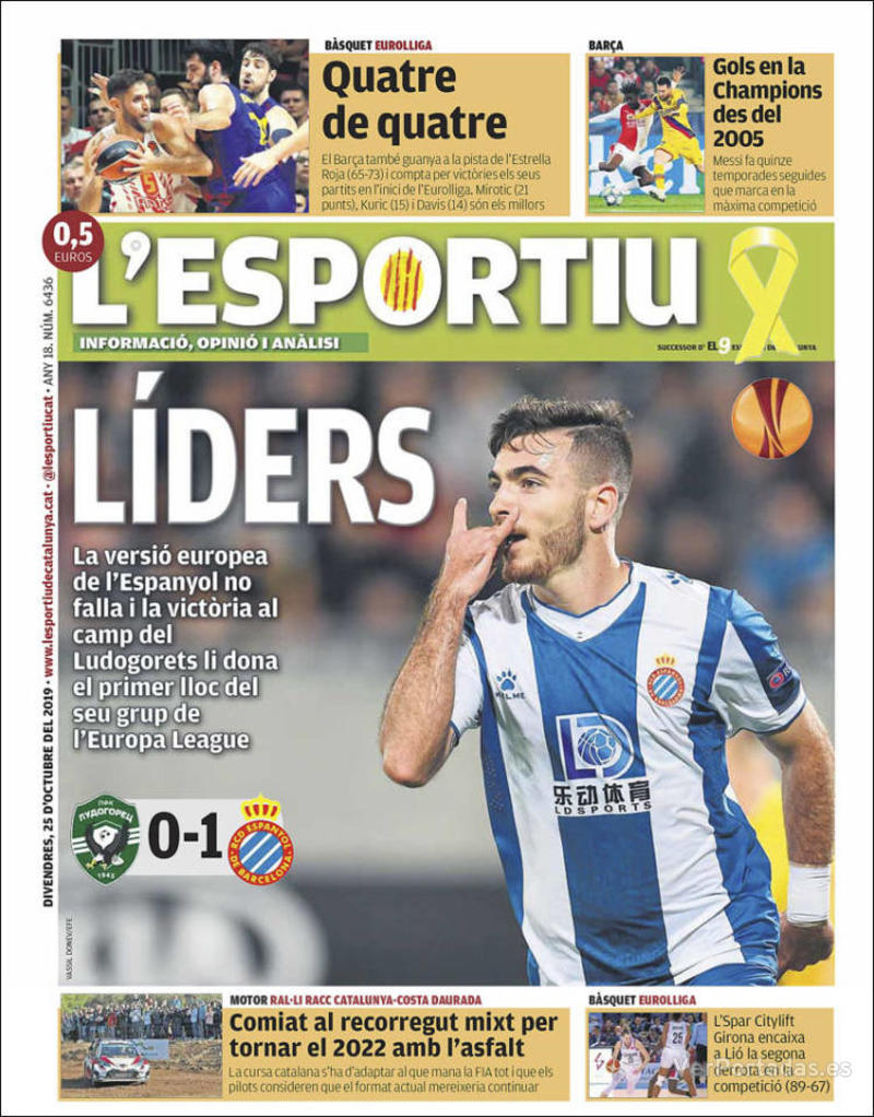 Portada L'Esportiu 2019-10-26