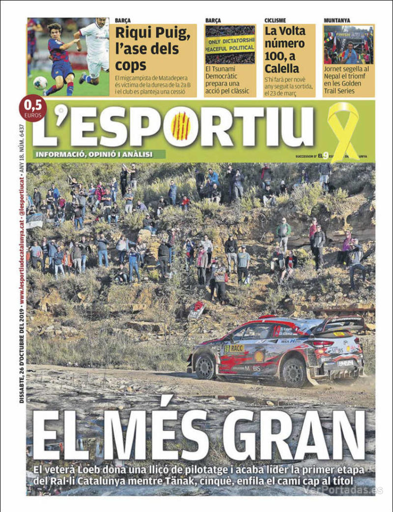 Portada L'Esportiu 2019-10-27