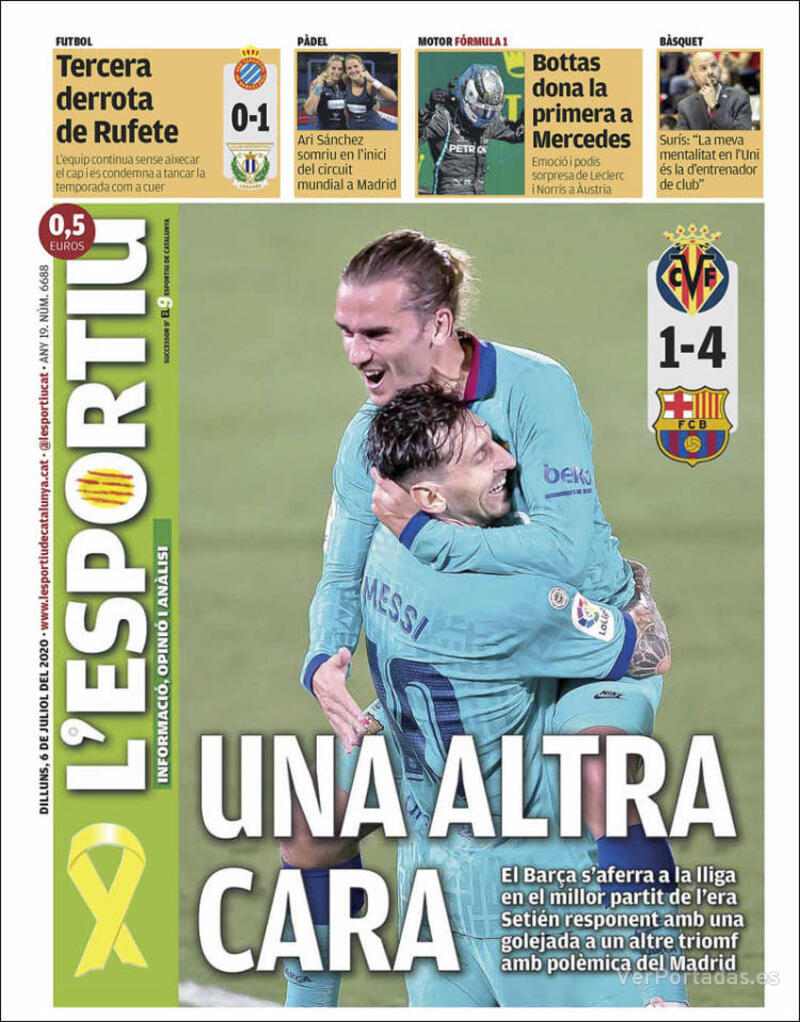 Portada L'Esportiu 2020-07-07