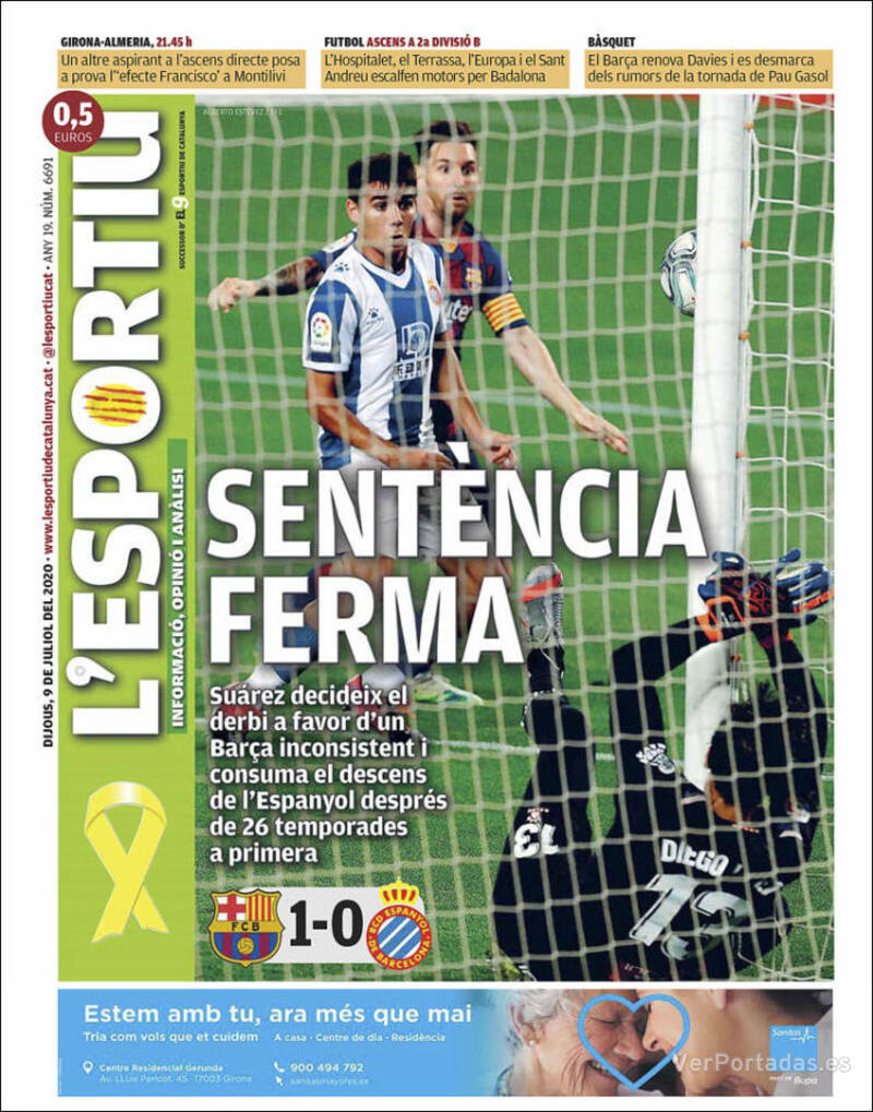 Portada L'Esportiu 2020-07-10