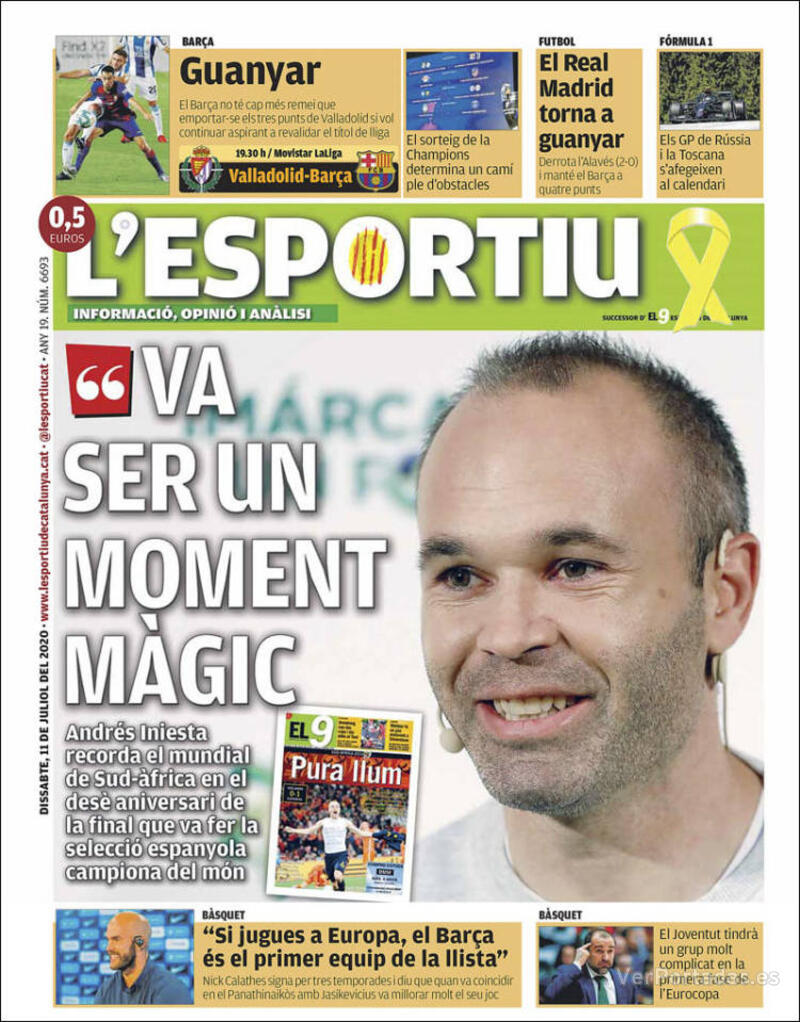 Portada L'Esportiu 2020-07-12